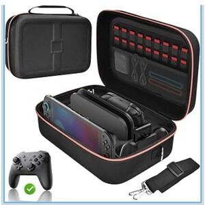 Switch 2 OLED Carrying Case Hard Shell Travel Bag Black NTT22B